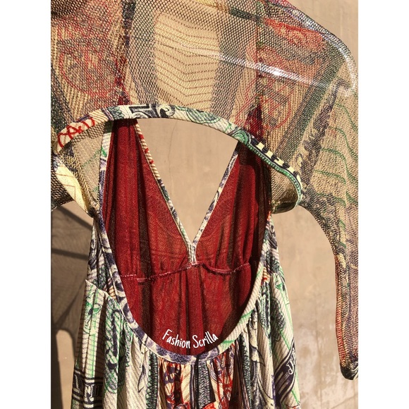 Jean Paul Gaultier Vintage Currency Sheer Mesh Tulle Runway Boho Dress - Picture 5 of 12